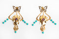 24K Gold Amethyst and Turquoise Paz Butterfly Earrings