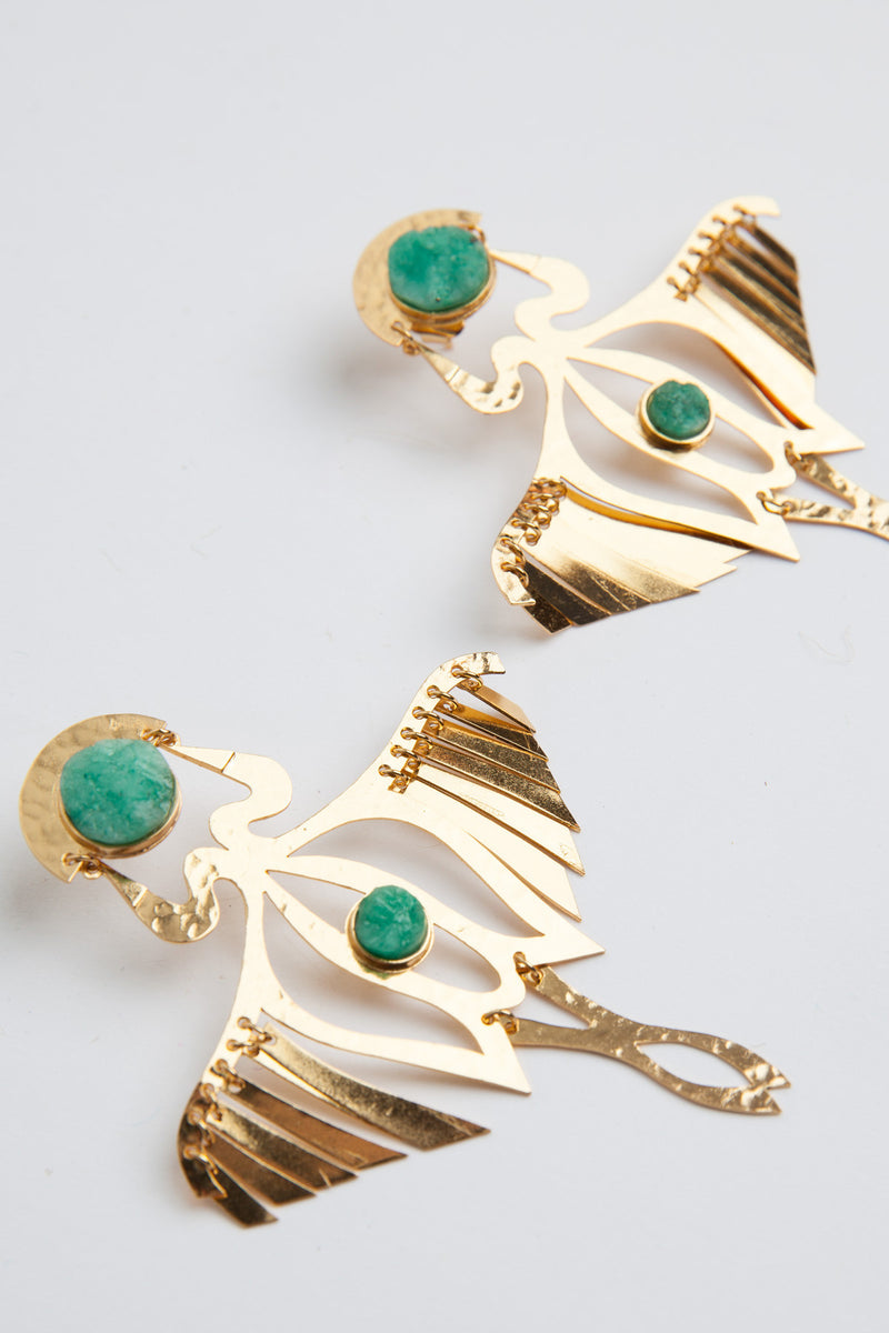 24K Gold and Raw Emerald Colombian Birds