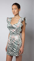 Zebra Print Ruffle Apron Dress