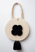 Large Palm Raffia Pom Pom Tassel Tote