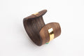 Wooden Cuff with 24K Gold & Emerald Cabochon