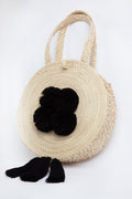 Large Palm Raffia Pom Pom Tassel Tote