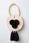 Small Palm Raffia Pom Pom Tassel Tote