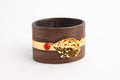 Wooden Cuff with 24K Gold & Emerald Cabochon