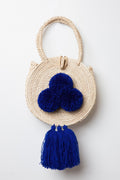 Small Palm Raffia Pom Pom Tassel Tote